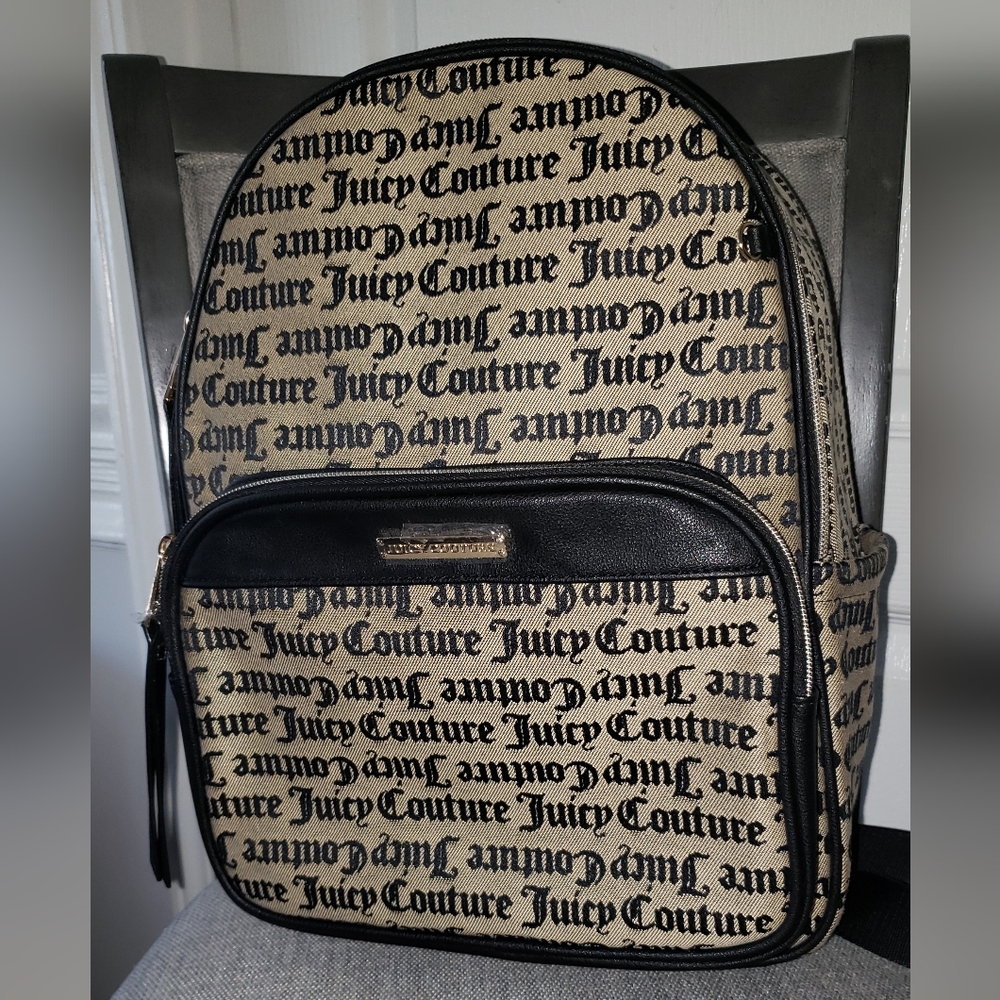 Juicy Couture Large Monogram Black/Tan Backpack NWT
